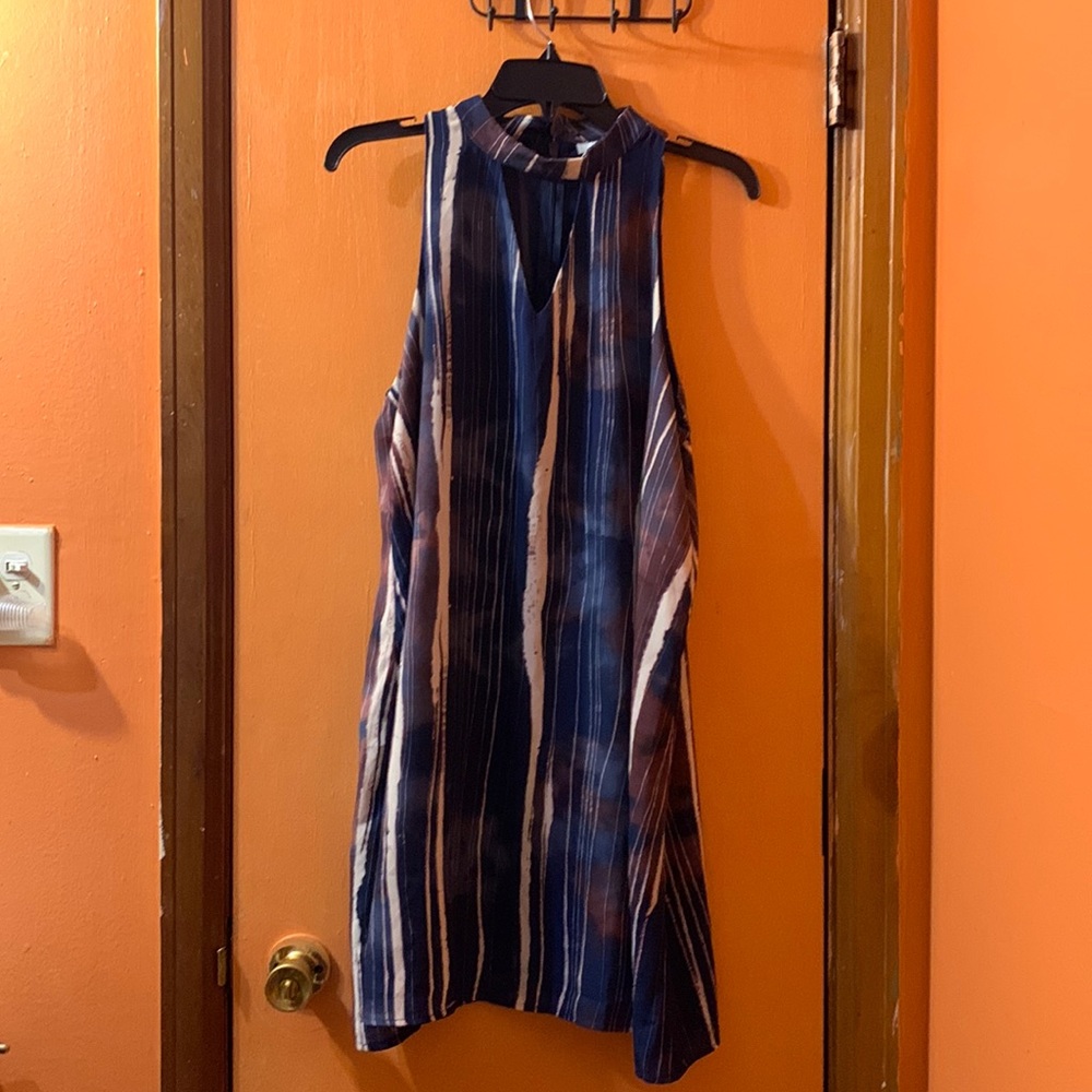 *3 for $25* Bar lll strip Mini Dress size L women blue, purple, n cream color